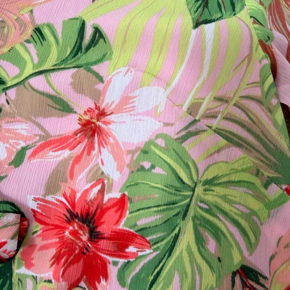 J. Jill Tropical Paradise Floral Lightweight Chiffon Tunic Blouse XSP NEW Resort - Picture 8 of 15